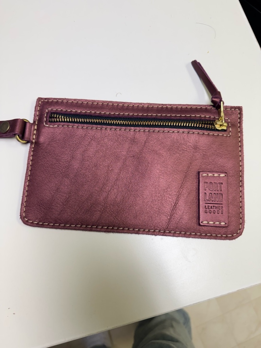 Portland Leather Plum Zip Wristlet Clutch